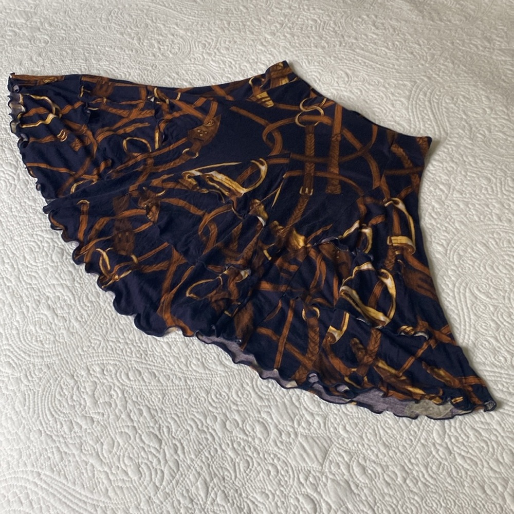 Ralph Lauren Blue and Gold Bubble Skirt Knee-Length Cocktail - Picture 6 of 12